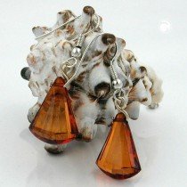 Ohrhaken Flachkegel facettiert braun