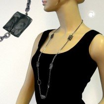 Collier Halskette Pillow silbergrau-kristall 100cm