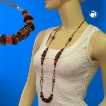 Collier Halskette Steinperle braun rostbraun 100cm