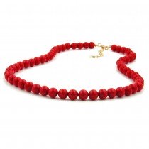 Collier Halskette Perle 8mm rot-glänzend 45cm