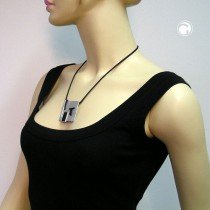 Collier Halskette Viereck si-schwarz matt 50cm