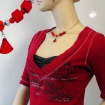 Halskette Flachkegel rot-transparent 42cm