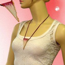 Collier Halskette Dreieck rot-beige-gold Email 60cm