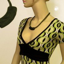 Collier Halskette Rohr flach-gebogen grün-metalic 45cm