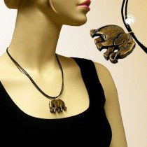 Collier Halskette Elefant altmessing schwarz-gold 50cm