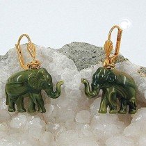 Ohrring Elefant mini oliv Gold-farbig