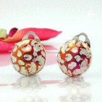 Ohrring 18mm gehämmert rot-weiß-AB