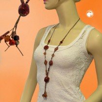 Collier Halskette braun-rostbraun-flitter 95cm