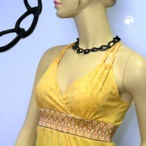 Collier Halskette Weitpanzer schwarz-glänzend 45cm