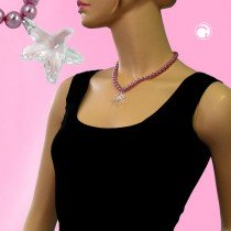 Collier Halskette Glasperle rosa Seestern 45cm