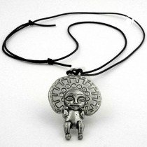Halskette Anhänger Zinn Gott der Inka 100cm