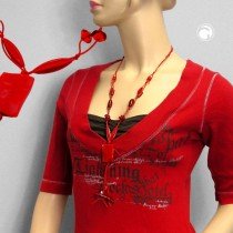 Halskette Viereck gewellt leuchtend rot 100cm