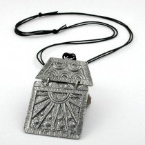 Halskette Anhänger Zinn große Platte 110cm