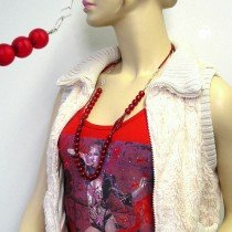 Halskette Perle himbeer-seidig Kette 95cm