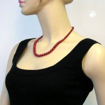 Collier Halskette Perlenkette 6/8mm weinrot-seide 50cm