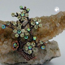 Brosche Glas jonquil Baum kupfer