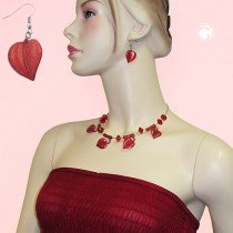 Ohrhaken Blatt rot mit Flitter