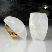 Ohrring Trapez weiß marmor matt