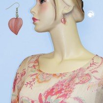 Ohrhaken Blatt rosa mit Flitter