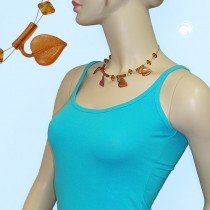 Collier Halskette 4x Blatt braunton-flitter Draht 44cm