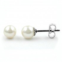 Ohrstecker Perle wachsweiß 6mm