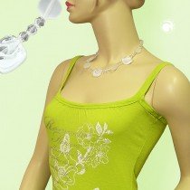 Halskette Viereck und Facettenperle weiß 45cm