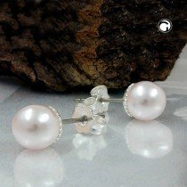 Ohrstecker 7mm Perle hell-rosa