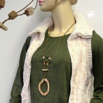 Halskette Baumring braun-beige 95cm