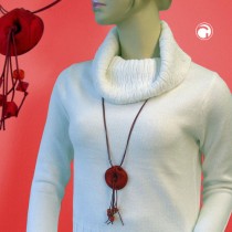 Collier Halskette Ring rot-marmoriert 100cm