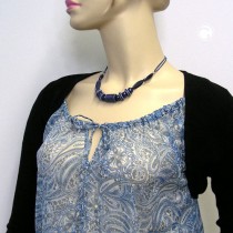 Halskette dunkelblau-stahlblau 45cm