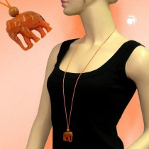 Collier Halskette Elefant orange-marmor 90cm