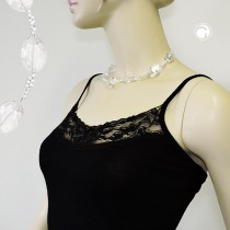 Halskette großer Stein facettiert crystal 42cm