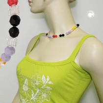 Halskette Wabenperle multicolor kristall 42cm