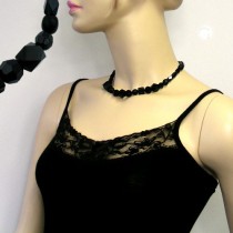 Collier Halskette Perle schwarz-facettiert 42cm