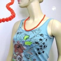 Halskette Perle 8mm orange-rot-glänzend 60cm