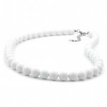 Collier Halskette Perlen 8mm weiß-glänzend 60cm