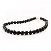 Collier Halskette Perlen 10mm schwarz-glänzend 45cm