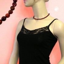 Halskette Vierkantperle rot-marmoriert 40cm