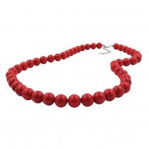Collier Halskette Perlen 10mm rot-schwarz-glänzend 70cm