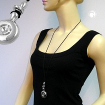 Halskette Anhänger chrom Kordel schwarz 90cm