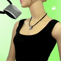 Collier Halskette Tuchhalter Gitter altsilber 45cm