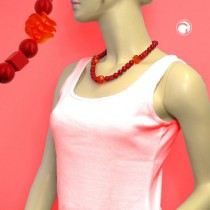 Halskette Spiralperle und Würfel rot 52cm