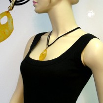 Halskette Amulett gelb-marmoriert-matt 50cm