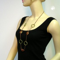 Collier Halskette braun-grün AB Ring oliv 100cm