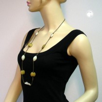 Collier Halskette oliv-mint Doppelkordel oliv