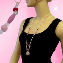 Collier Halskette Rad rosa seidig-glänzend 90cm