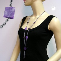 Collier Halskette lila-flieder-grau 95cm