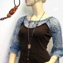 Halskette Viereck gewellt braun-kupfer 95cm