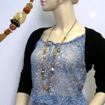 Collier Halskette hellbraun-bernstein-ocker 95cm