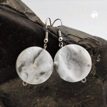 Ohrhaken Scheibe graviert weiß-grau